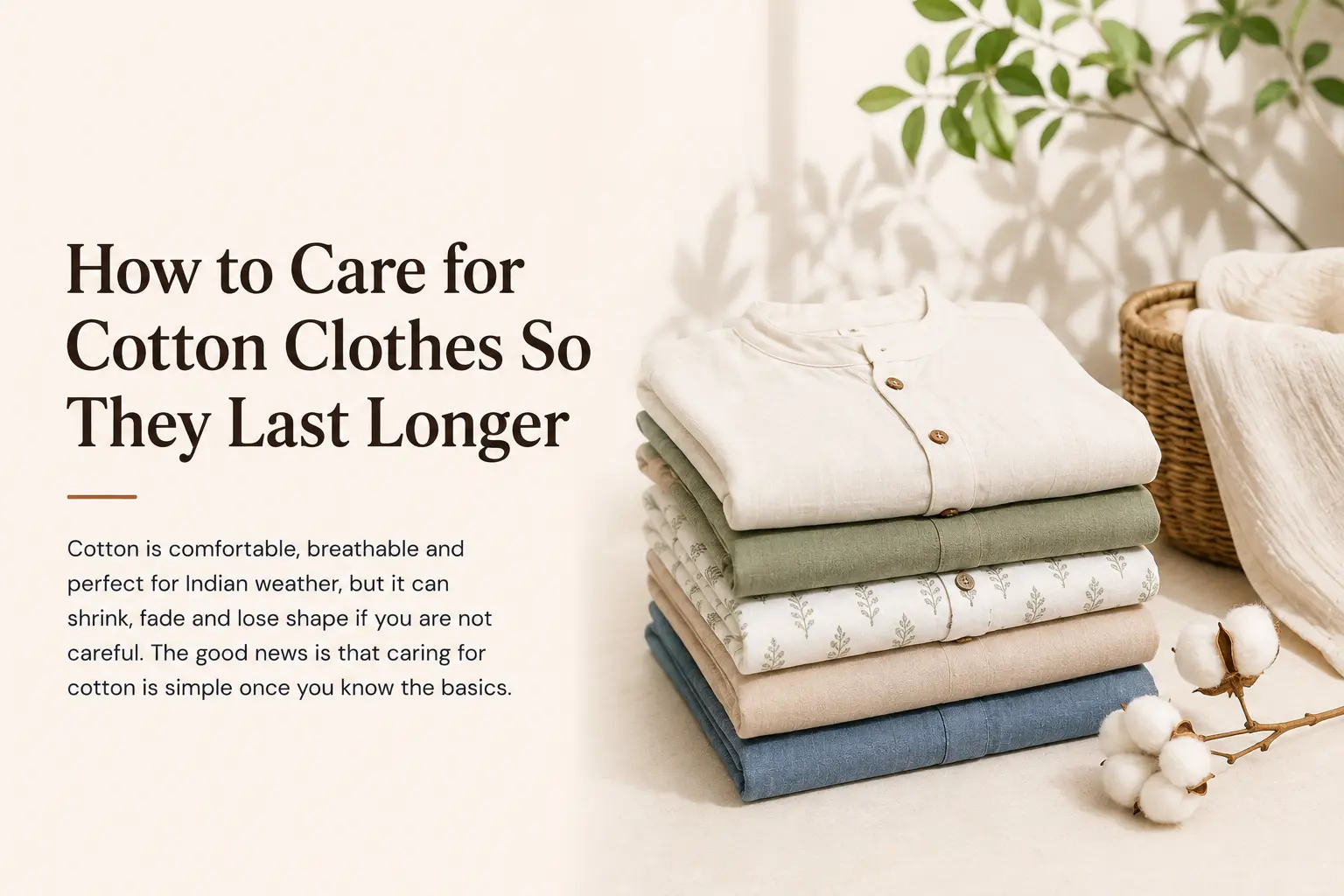 Illustrated cover for how to care for cotton clothes